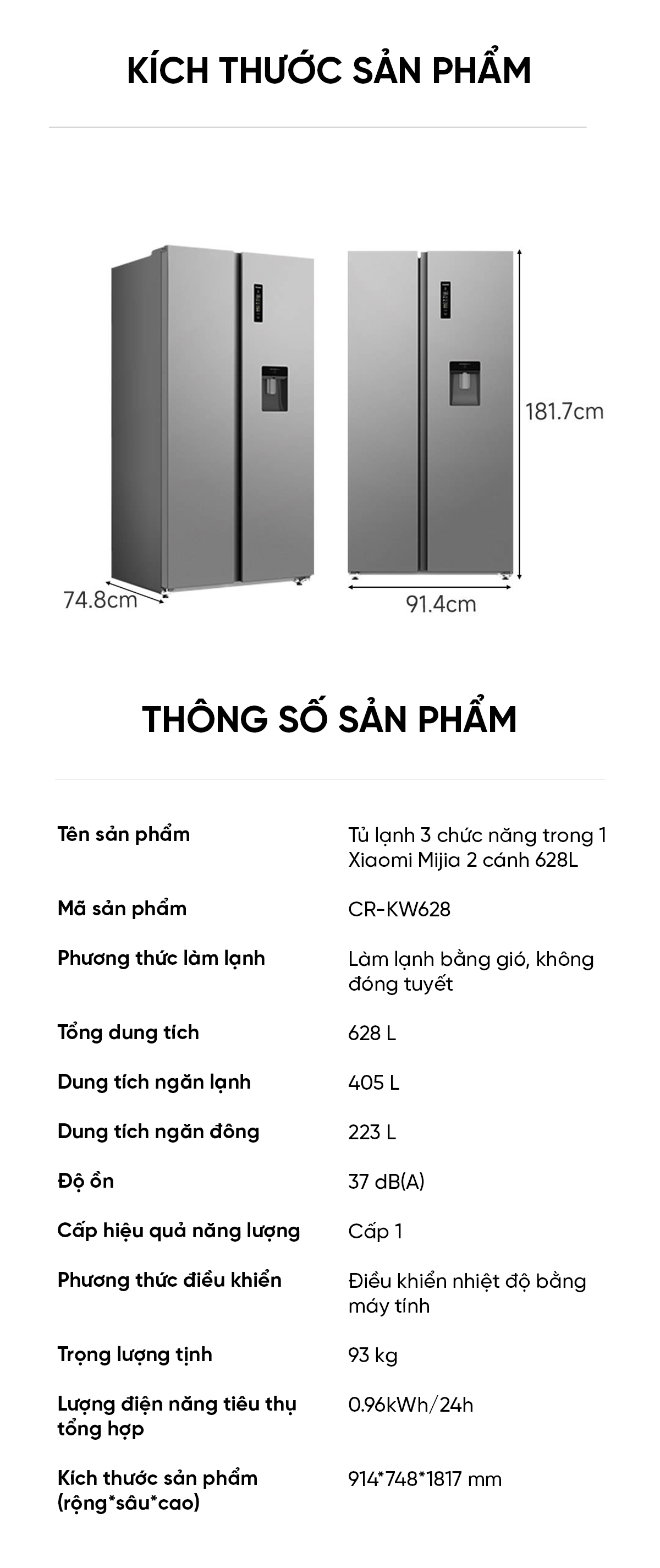 14-2 Tủ lạnh Xiaomi Mijia 2 cánh 628L 3 chức năng trong 1