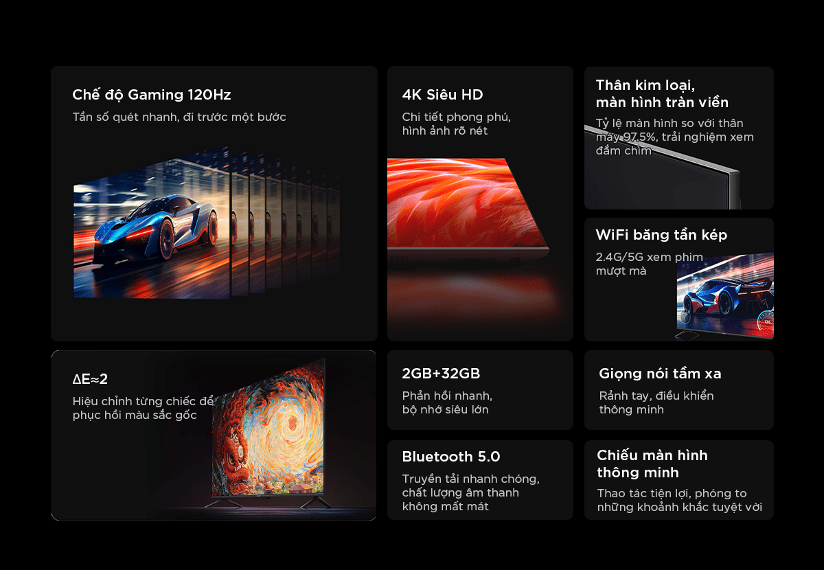 Tivi Xiaomi A65 65 Inch UHD 4K 120Hz Ram 2GB Rom 32GB