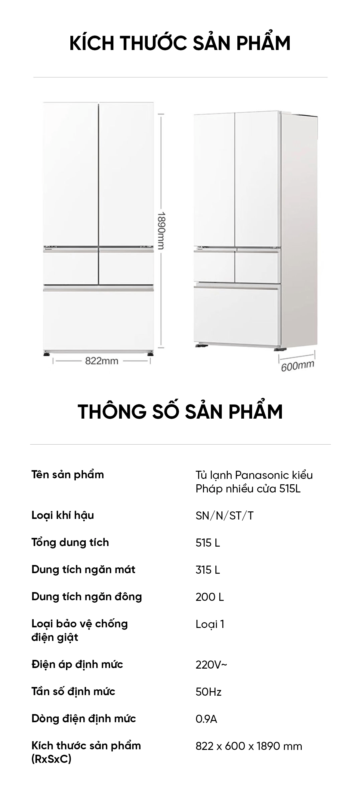Tủ lạnh Panasonic kiểu Pháp nhiều cửa 515L kháng khuẩn bằng ion bạc