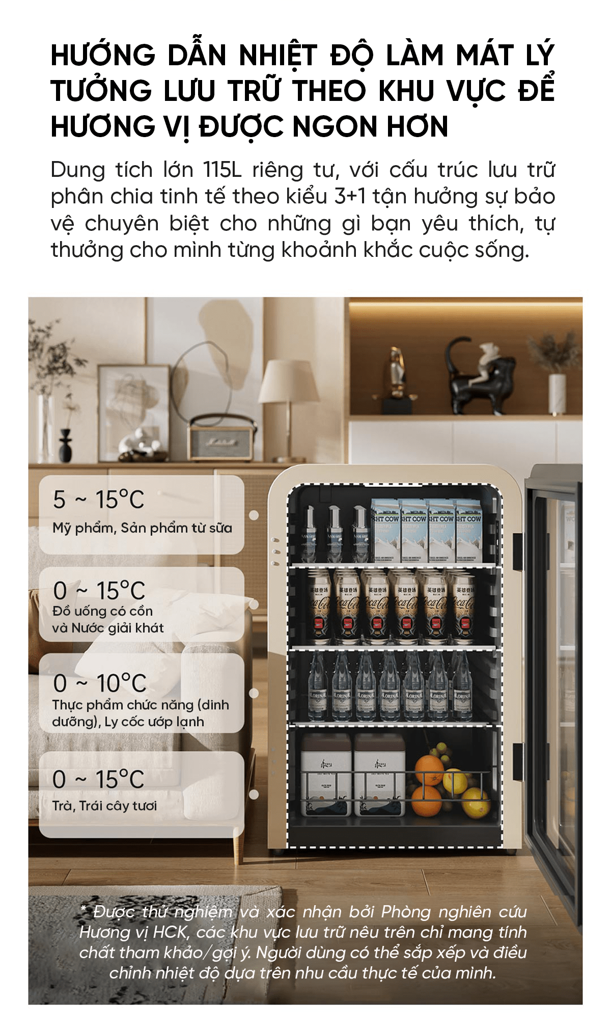Tủ lạnh Xiaomi HCK Husky Ice Bar 115L màu kem mặt kính