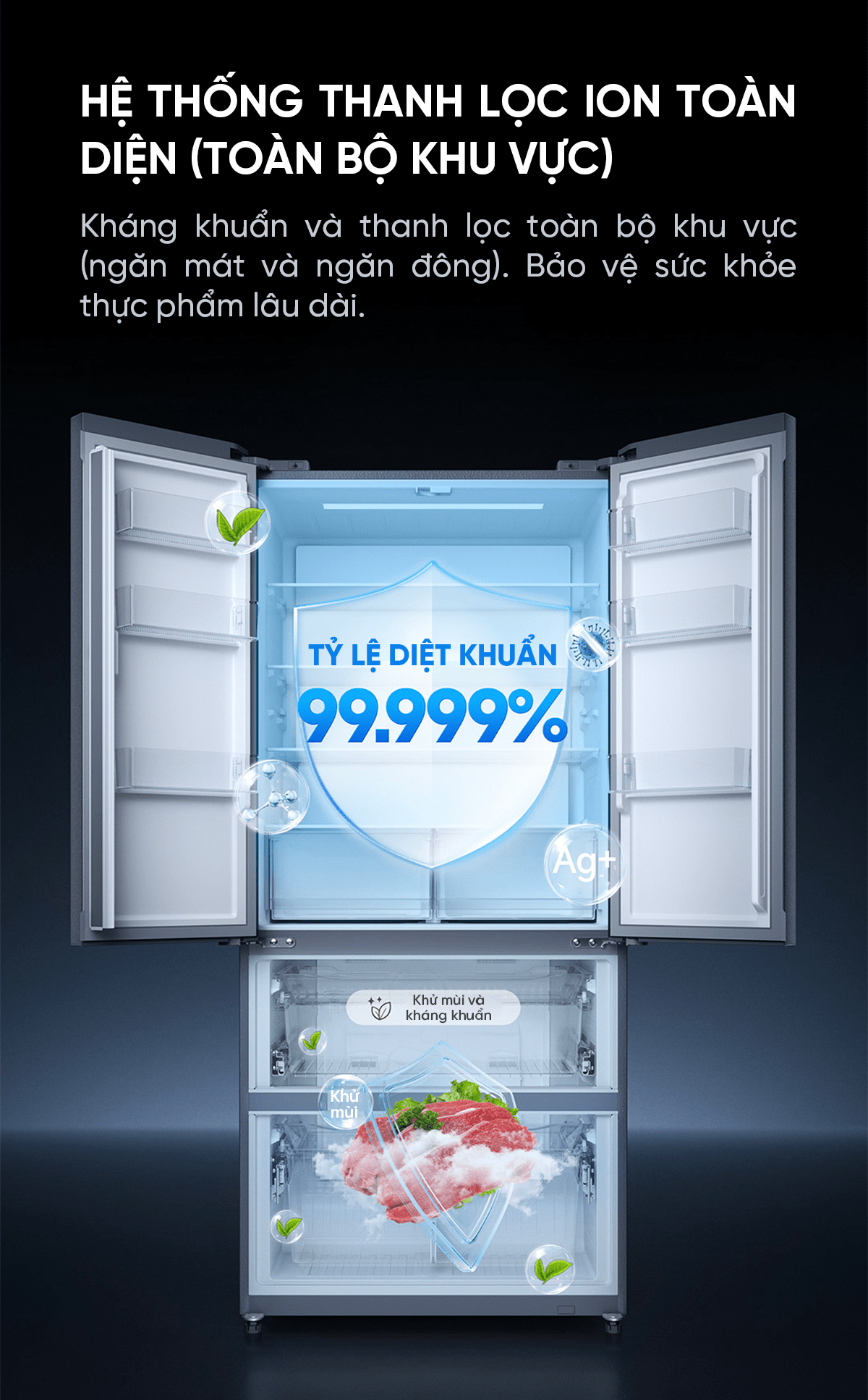 Tủ lạnh 4 cánh Xiaomi Mijia 513L Pro Kiểu Pháp, làm lạnh kép