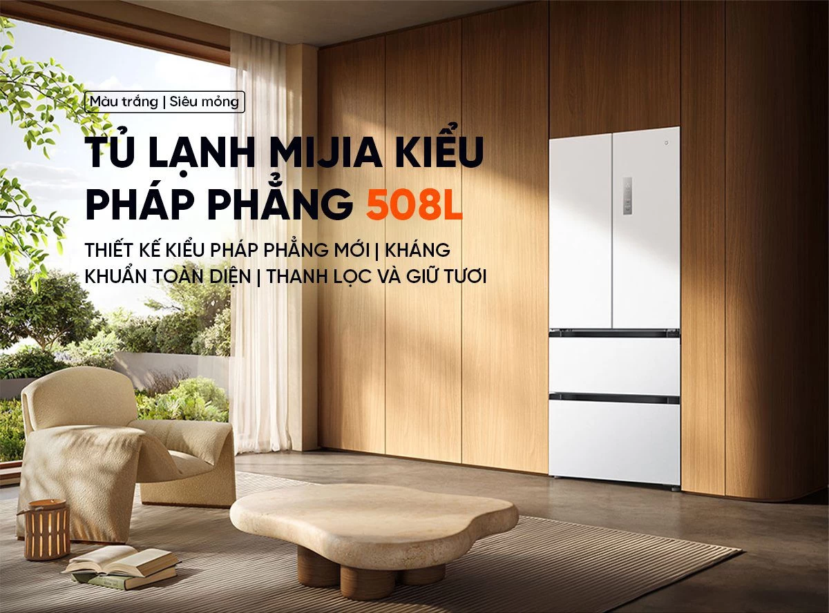 Tủ lạnh Xiaomi Mijia 508L kiểu Pháp Màu Trắng Model 2025