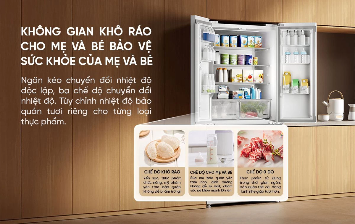 Tủ lạnh Xiaomi Mijia 508L kiểu Pháp Màu Trắng Model 2025