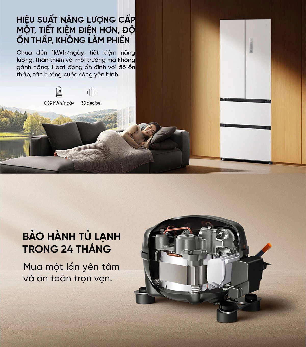 Tủ lạnh Xiaomi Mijia 508L kiểu Pháp Màu Trắng Model 2025