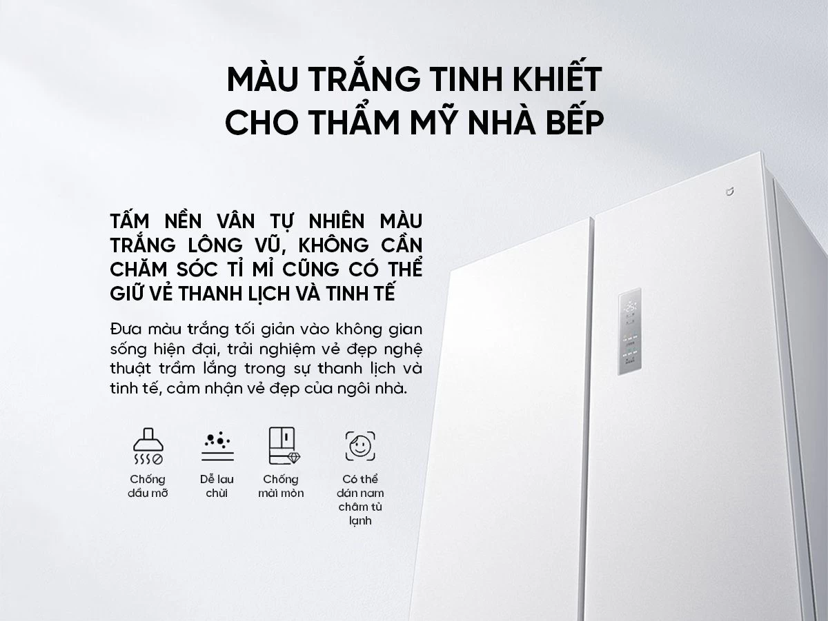 Tủ lạnh Xiaomi Mijia 508L kiểu Pháp Màu Trắng Model 2025