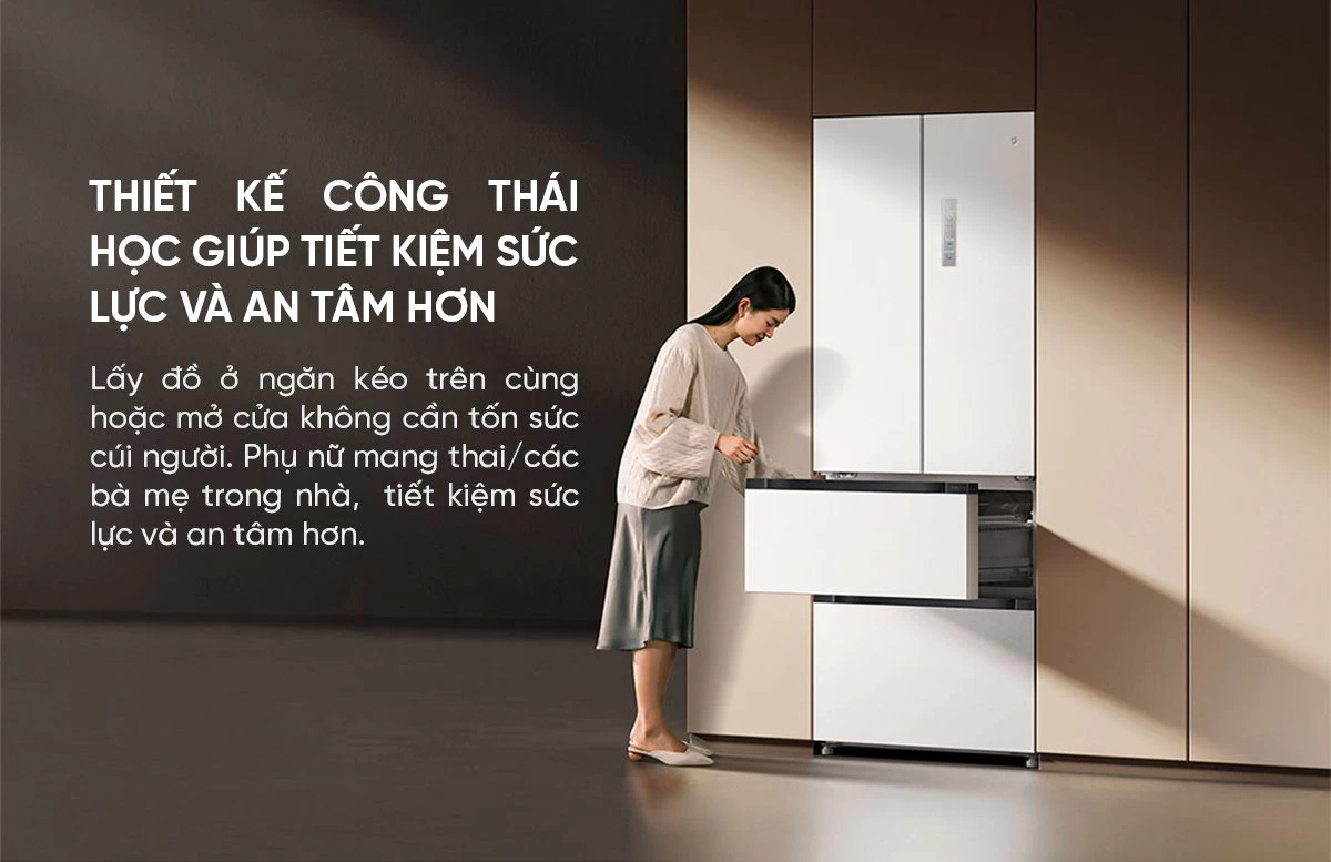 Tủ lạnh Xiaomi Mijia 508L kiểu Pháp Màu Trắng Model 2025