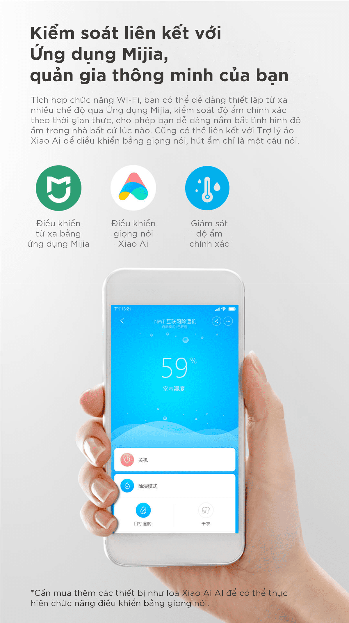 Máy Hút Ẩm Xiaomi NWT 12L Thông Minh