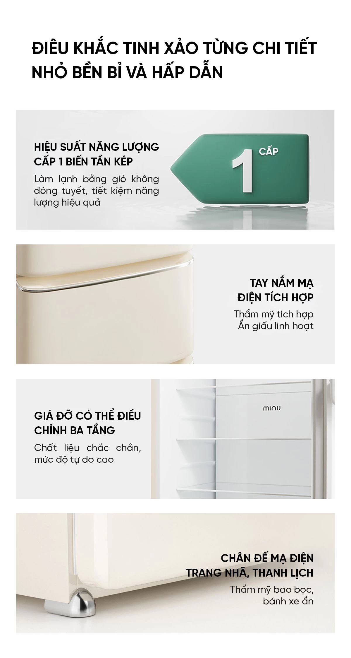 Tủ Lạnh Xiaomi MiniJ Retro 402L Kiểu Pháp, Có Ngăn Đông Mềm