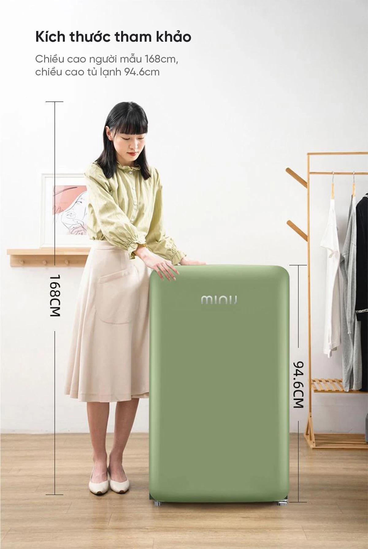 Tủ lạnh Mini MiniJ Retro 121L nhỏ gọn thiết kế hiện đại