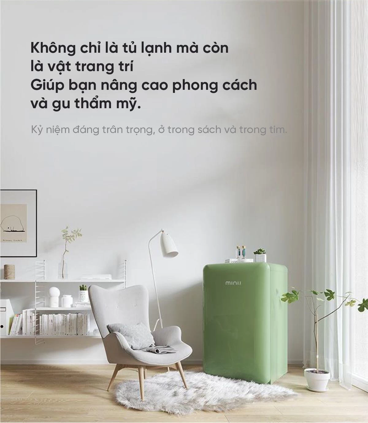 Tủ lạnh Mini MiniJ Retro 121L nhỏ gọn thiết kế hiện đại