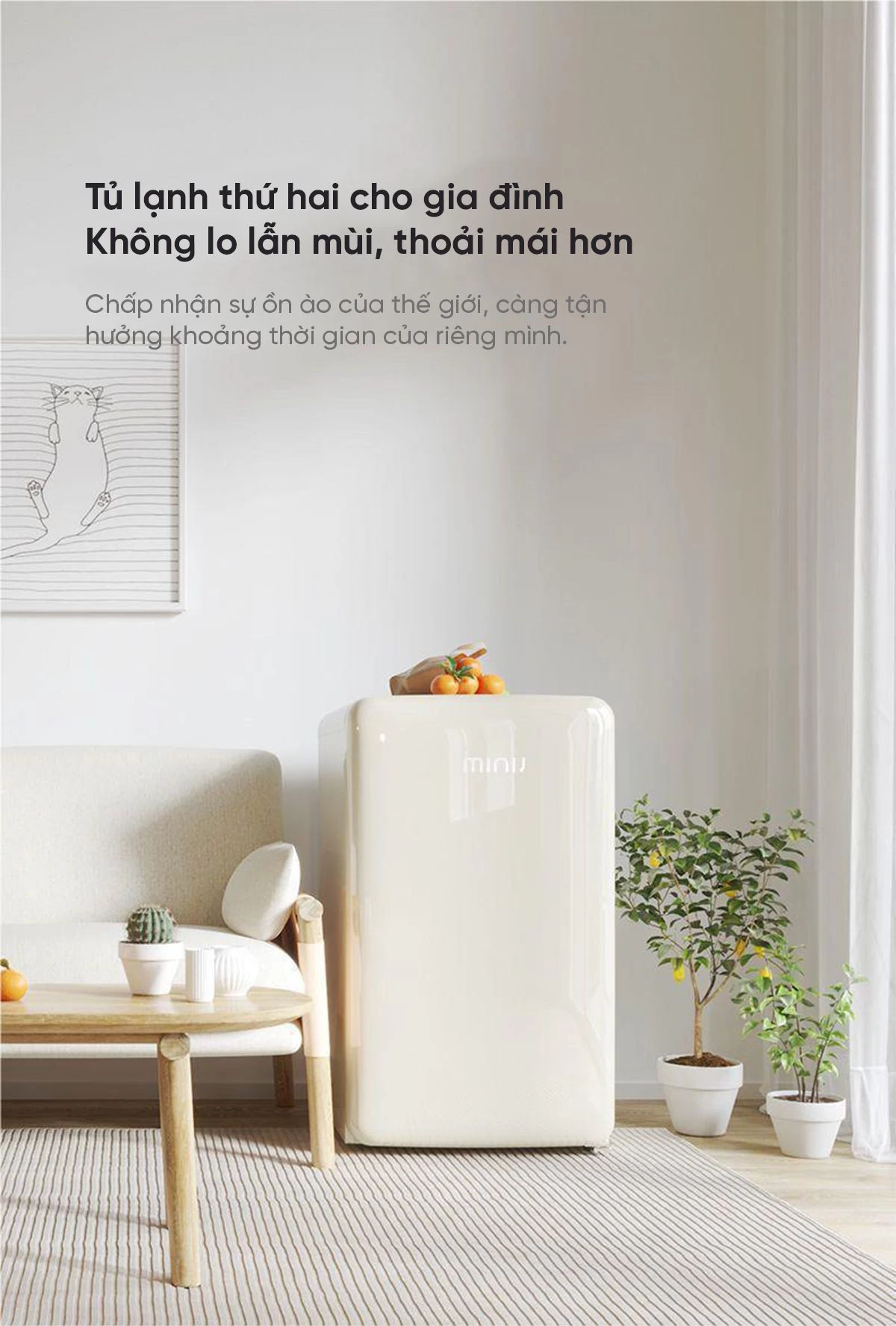 Tủ lạnh Mini MiniJ Retro 121L nhỏ gọn thiết kế hiện đại