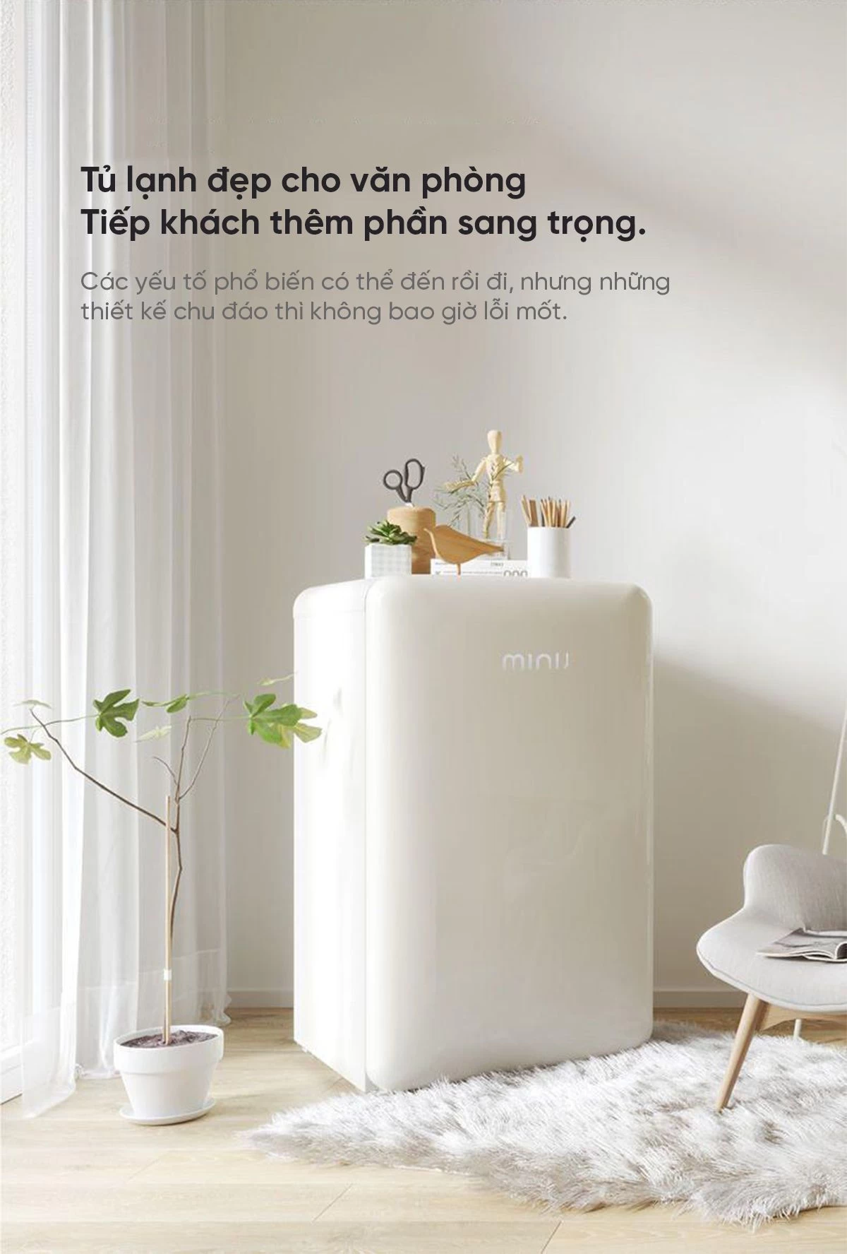 Tủ lạnh Mini MiniJ Retro 121L nhỏ gọn thiết kế hiện đại