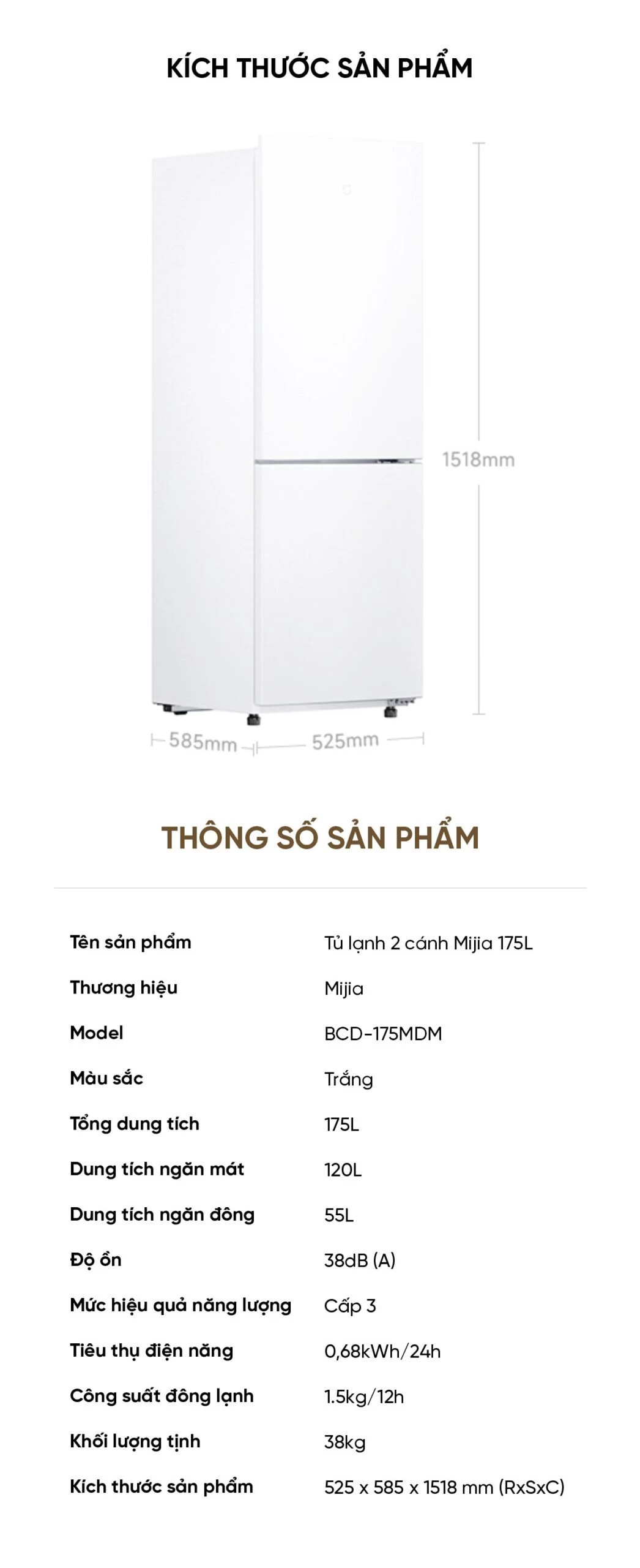 Tủ lạnh Xiaomi Mijia 175L tiết kiệm điện hiệu quả