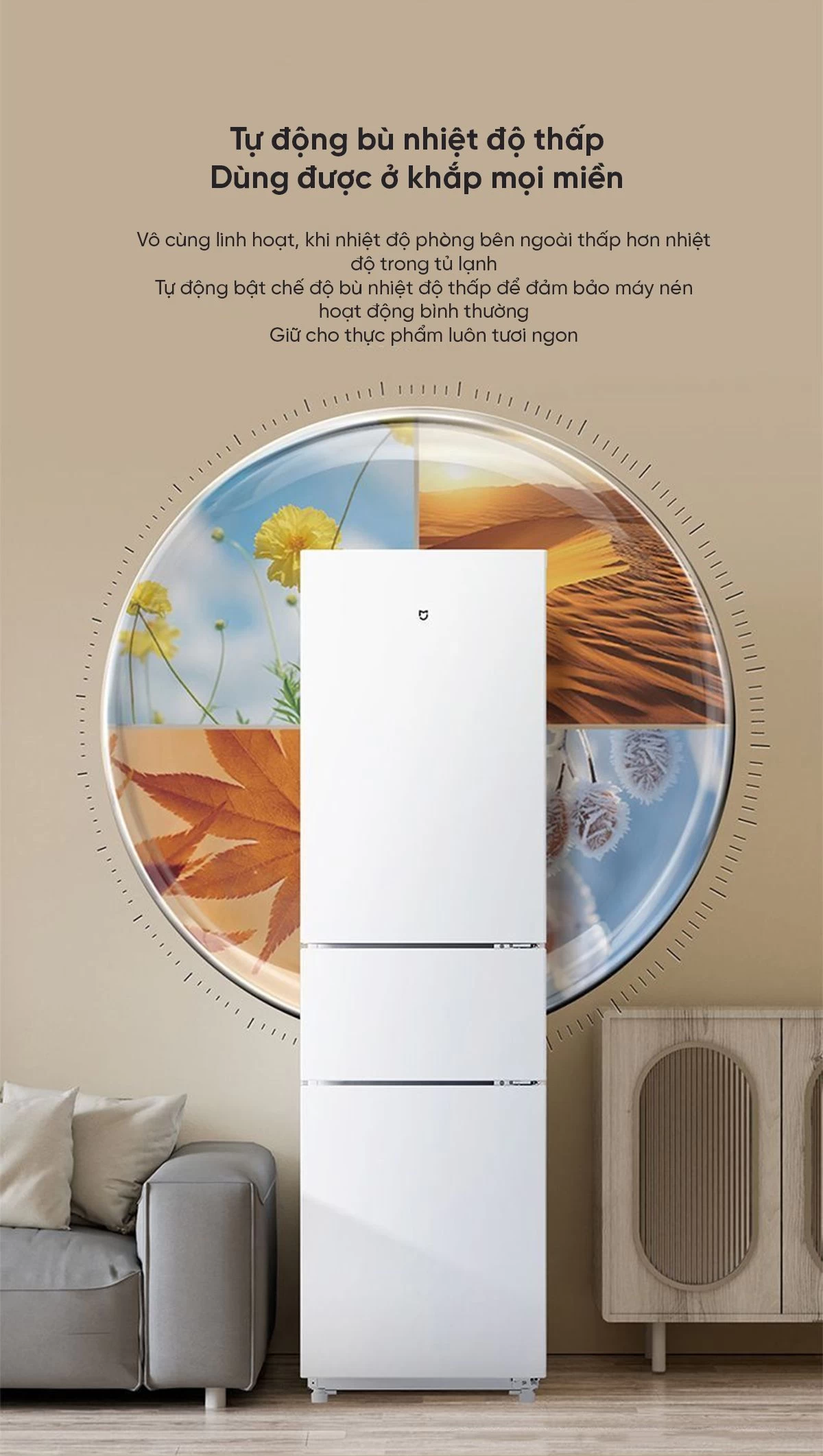 Tủ lạnh Xiaomi Mijia 205L, 3 cửa, pha lê trắng, có ngăn đông mềm