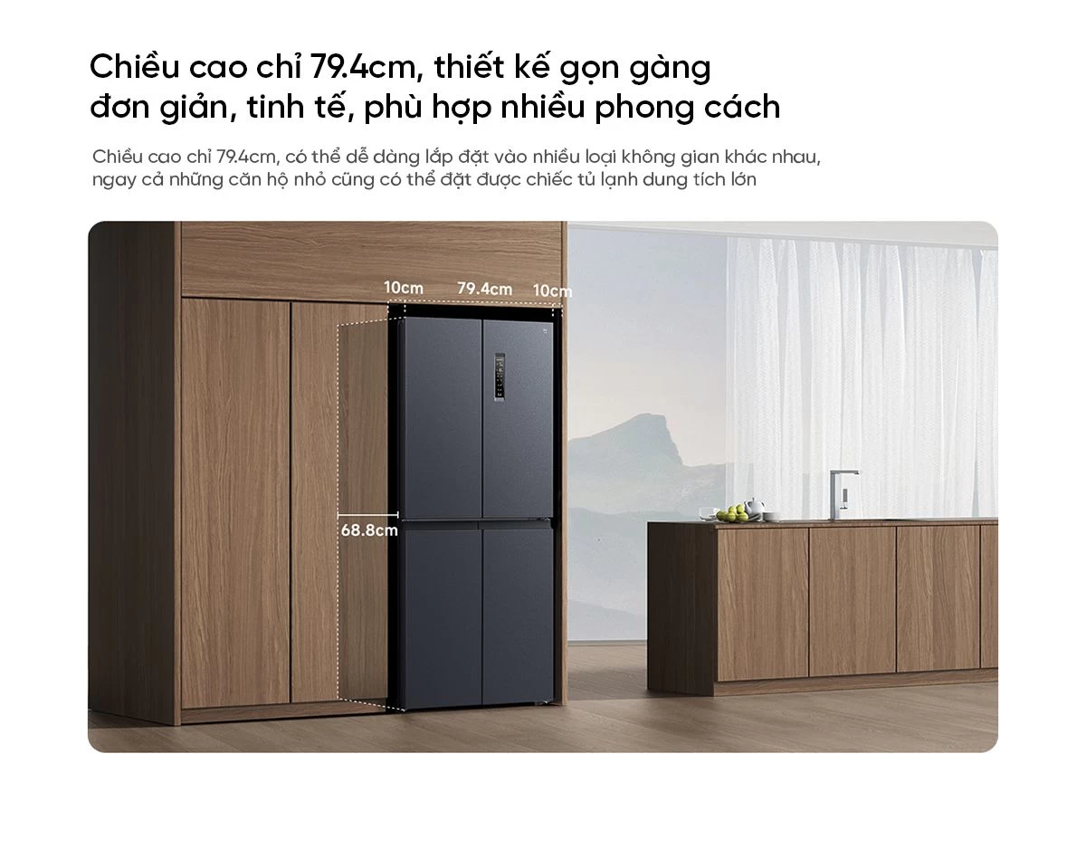 Tủ lạnh Xiaomi Mijia 430L, 4 cánh, ion khử khuẩn, cấp đông nhanh