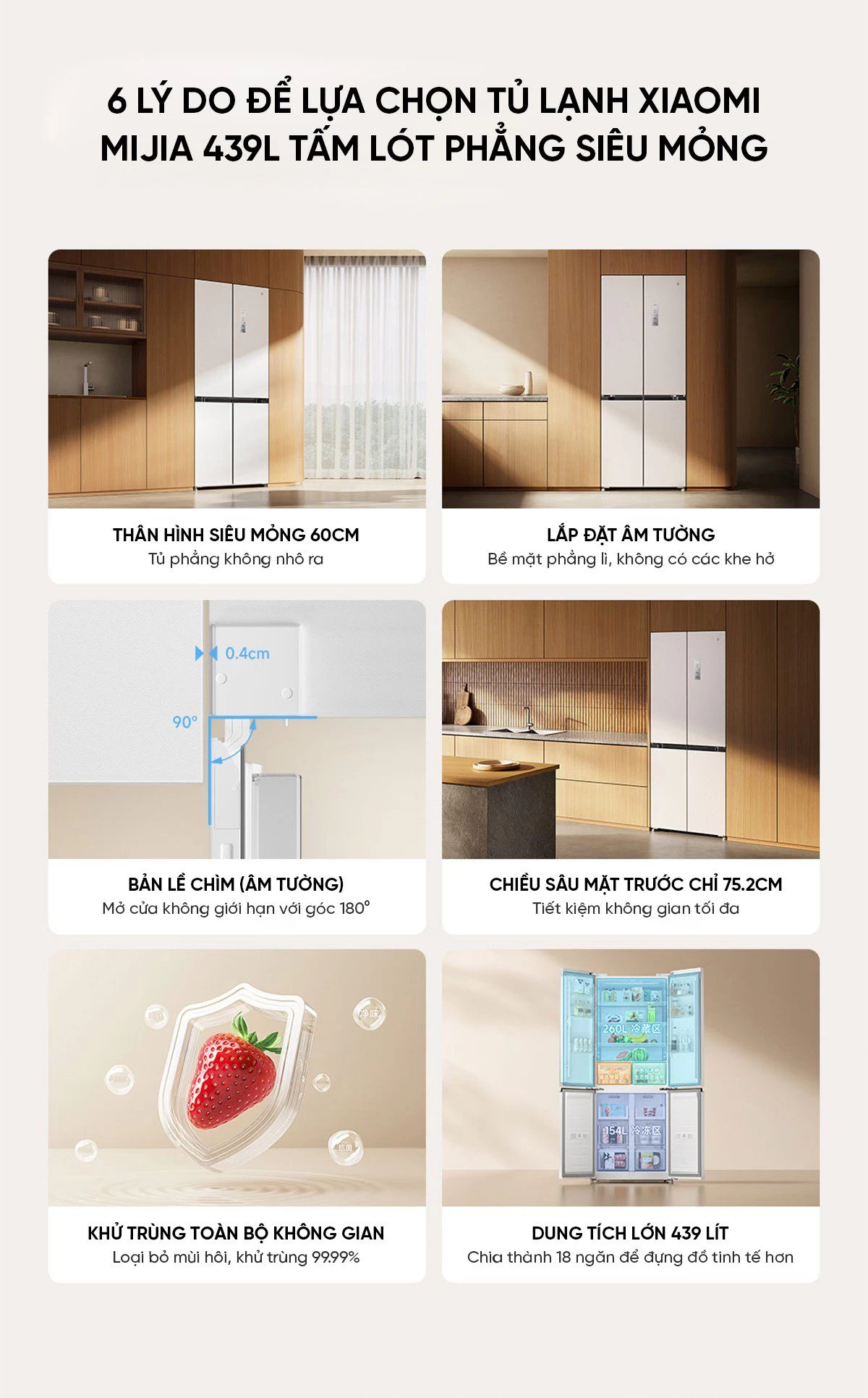 Tủ lạnh Xiaomi Mijia 439L, 4 cửa, thiết kế mỏng, tiết kiệm điện