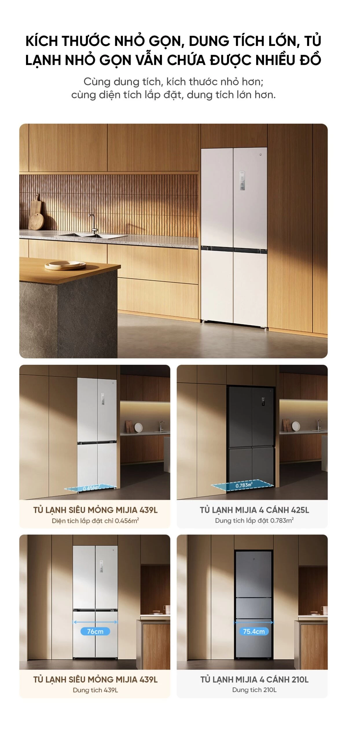 Tủ lạnh Xiaomi Mijia 439L, 4 cửa, thiết kế mỏng, tiết kiệm điện