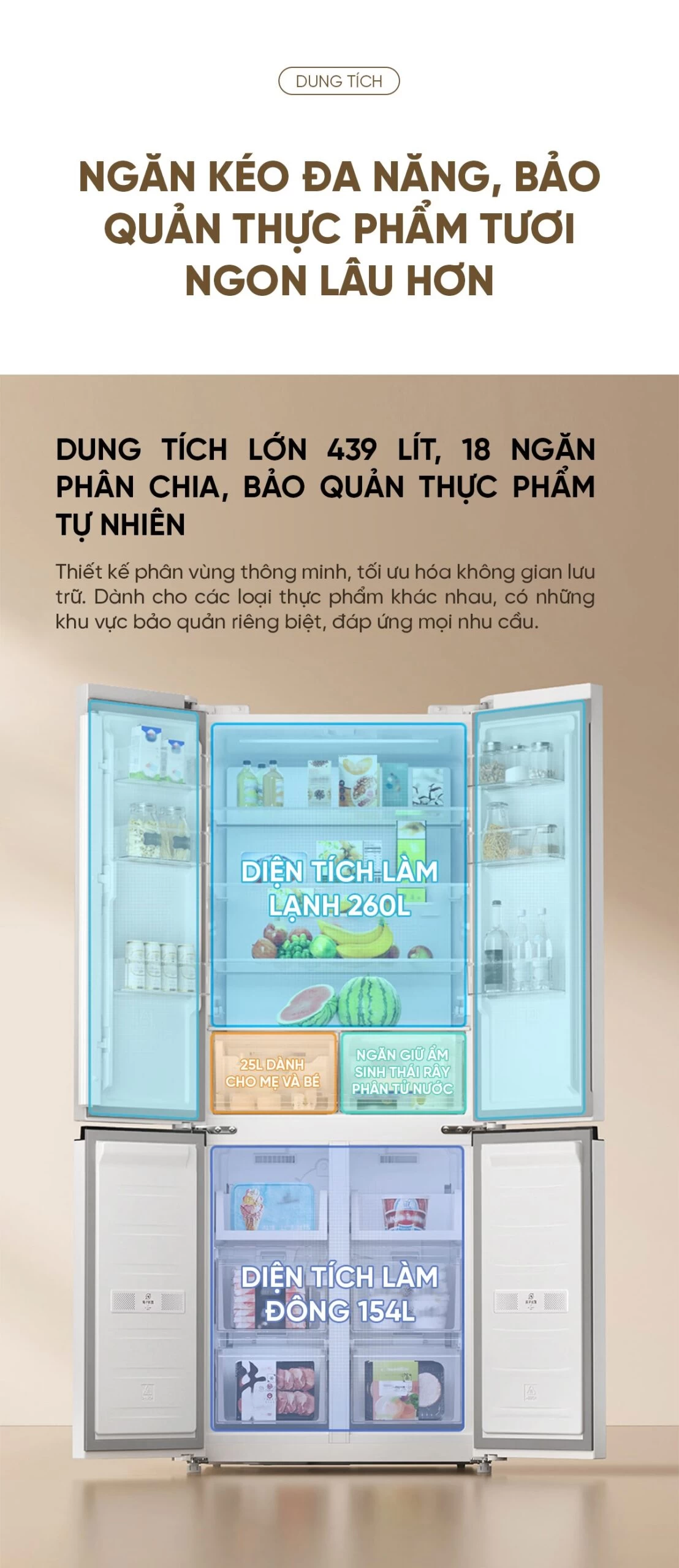 Tủ lạnh Xiaomi Mijia 439L, 4 cửa, thiết kế mỏng, tiết kiệm điện