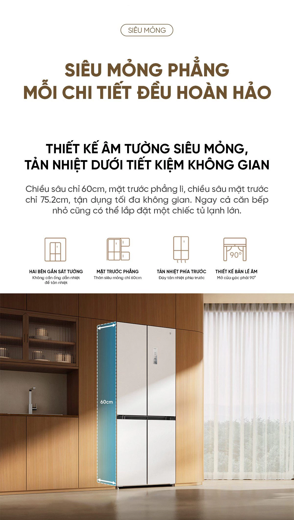 Tủ lạnh Xiaomi Mijia 439L, 4 cửa, thiết kế mỏng, tiết kiệm điện