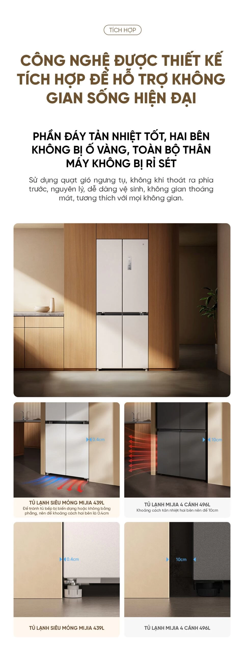 Tủ lạnh Xiaomi Mijia 439L, 4 cửa, thiết kế mỏng, tiết kiệm điện