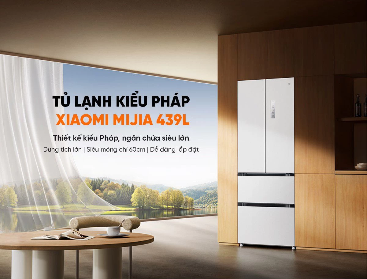 Tủ lạnh Xiaomi Mijia 439L kiểu Pháp, thiết kế mỏng, sức chứa lớn