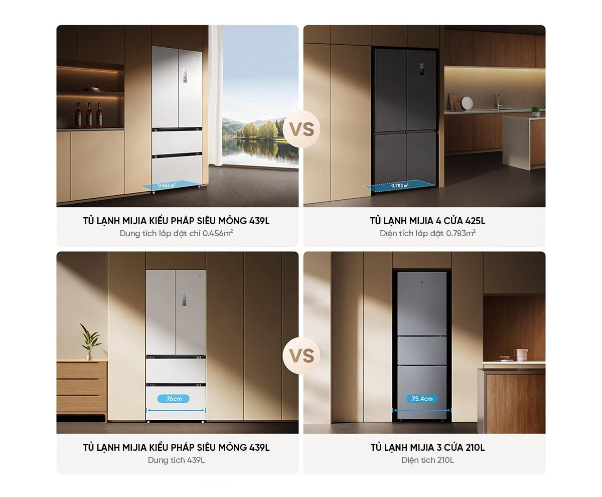 Tủ lạnh Xiaomi Mijia 439L kiểu Pháp, thiết kế mỏng, sức chứa lớn