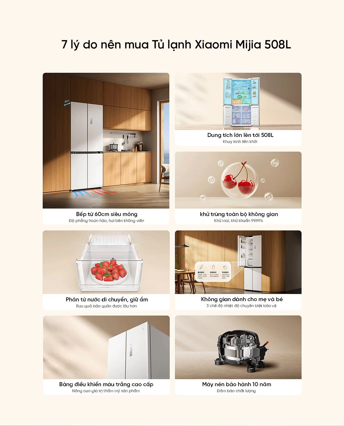 Tủ lạnh Xiaomi Mijia 508L, 4 cửa, thiết kế siêu mỏng