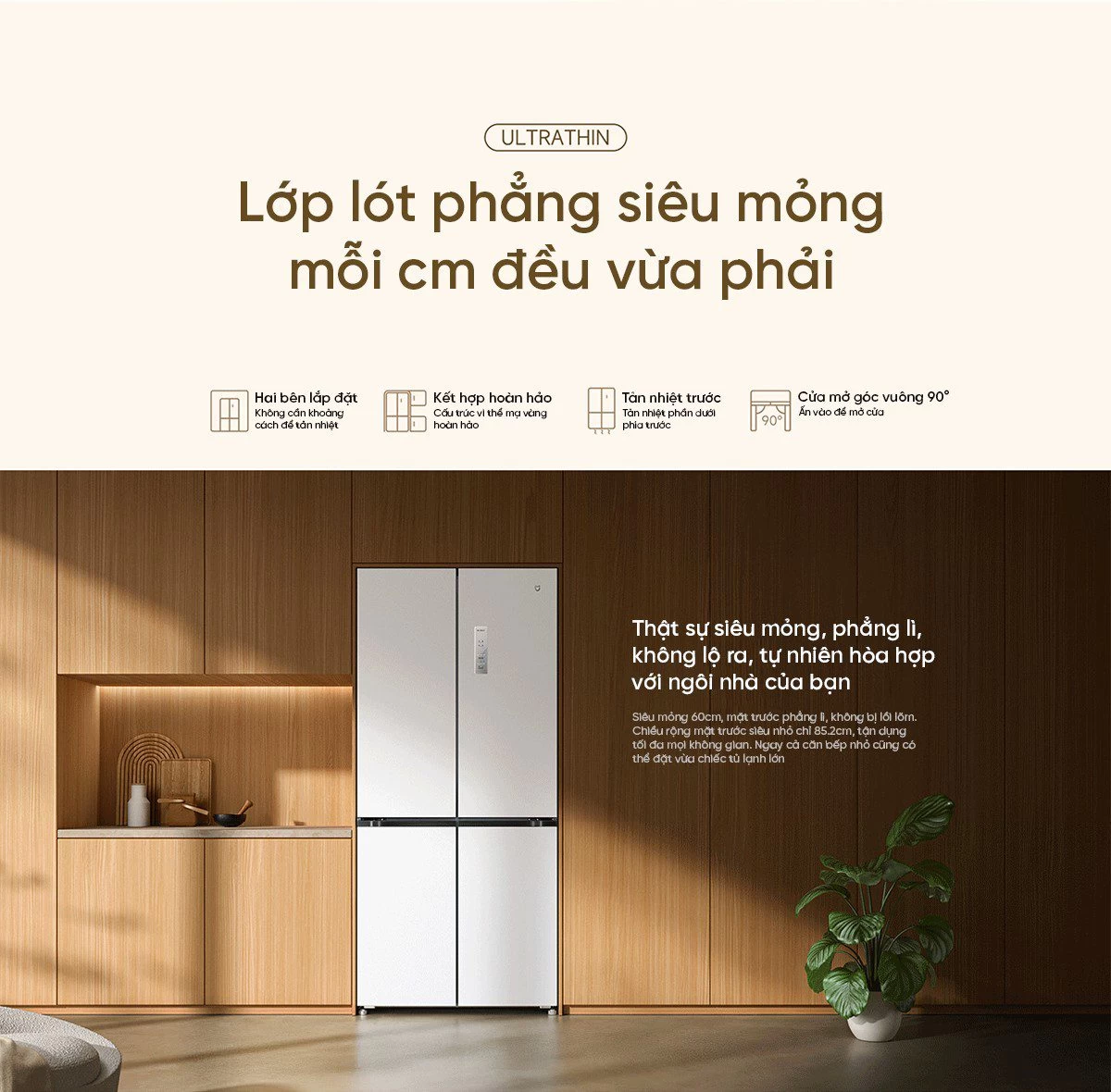 Tủ lạnh Xiaomi Mijia 508L, 4 cửa, thiết kế siêu mỏng