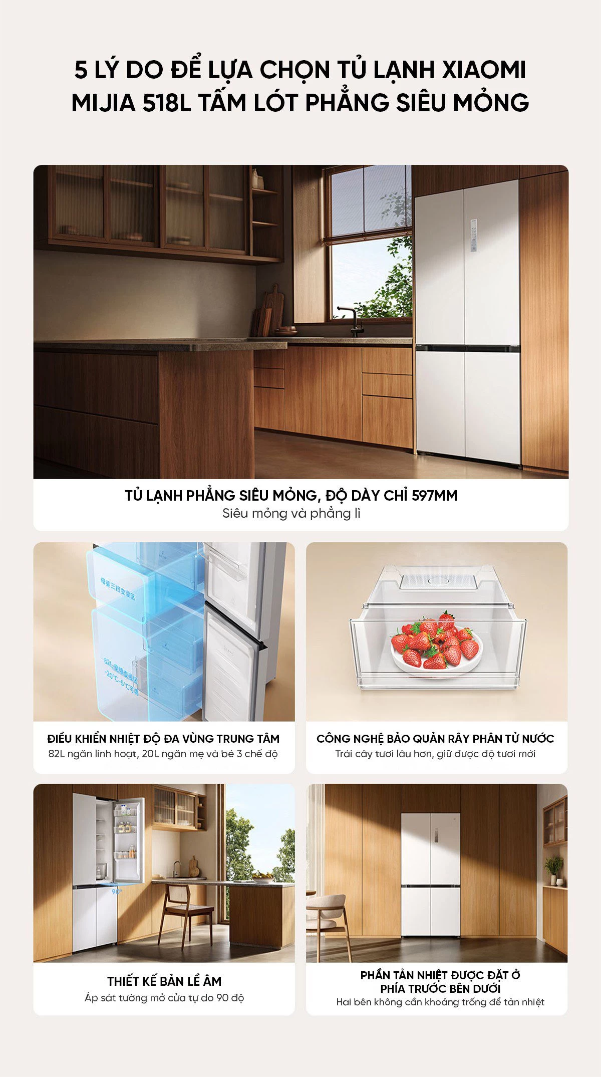 Tủ lạnh Xiaomi Mijia 518L, 4 cửa, có ngăn đông mềm