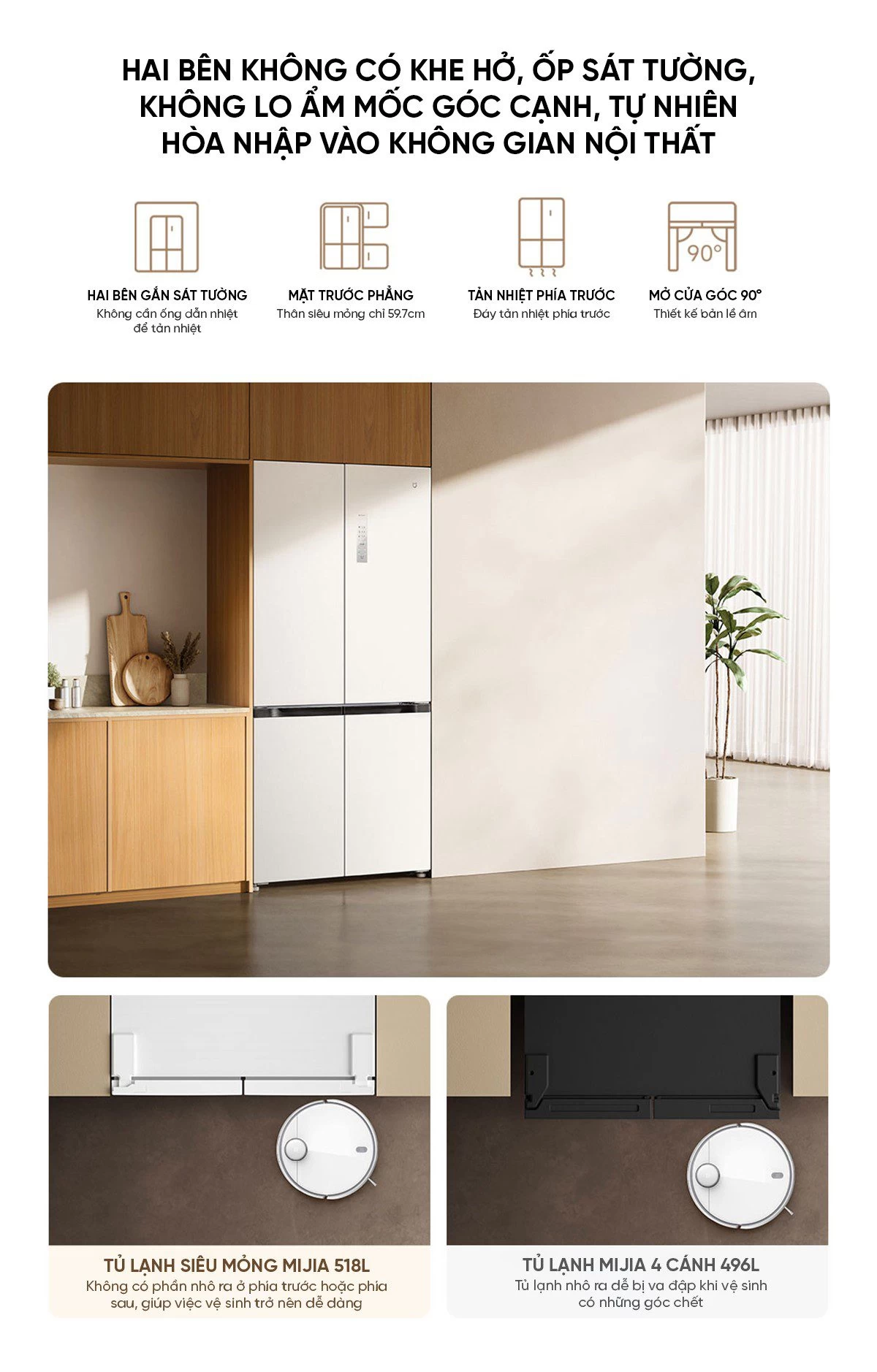 Tủ lạnh Xiaomi Mijia 518L, 4 cửa, có ngăn đông mềm