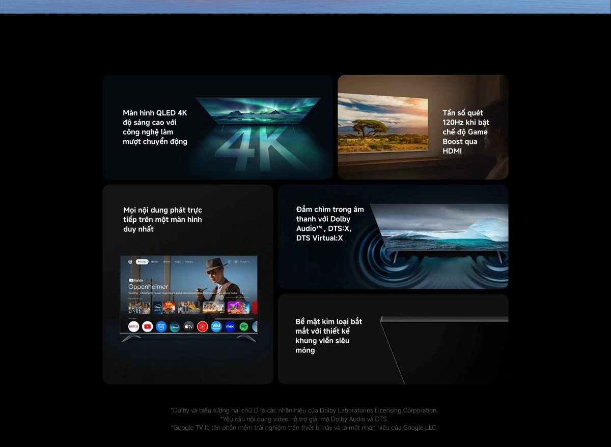 Tivi Xiaomi A Pro 55 Inch – 2026 Bản Quốc Tế – QLED 4K/60Hz – 2GB/8GB