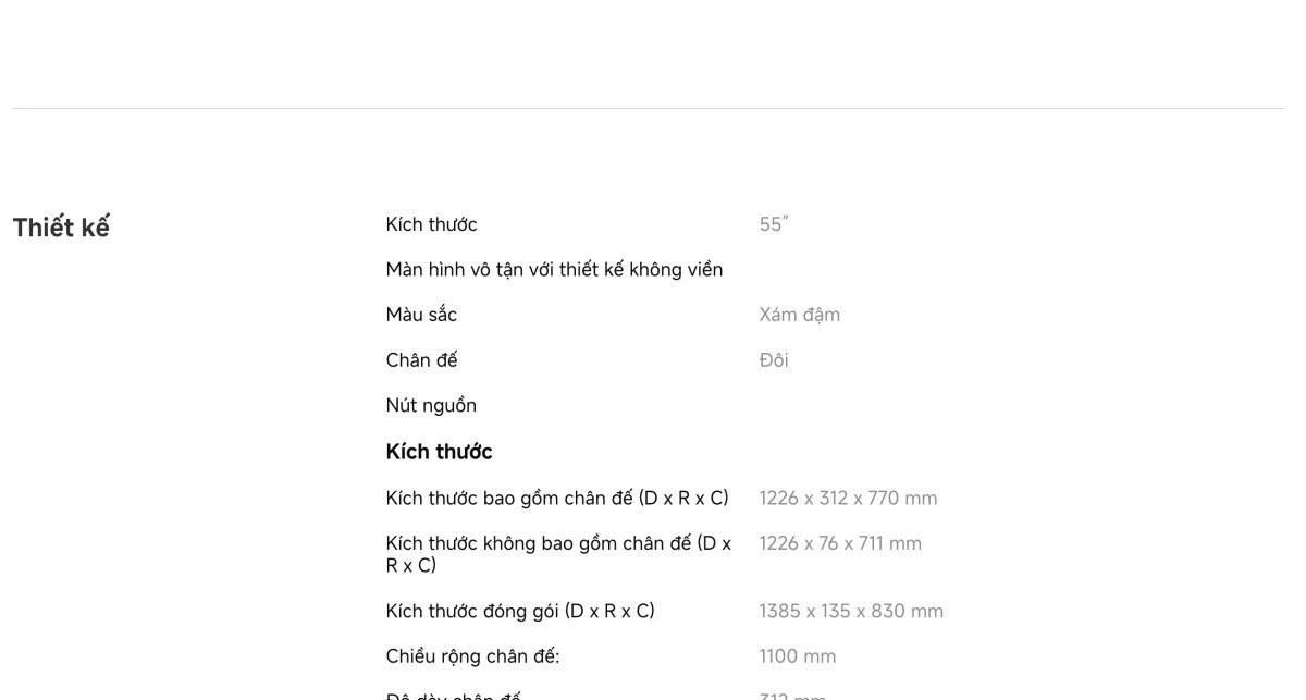 Tivi Xiaomi A Pro 55 Inch – 2026 Bản Quốc Tế – QLED 4K/60Hz – 2GB/8GB