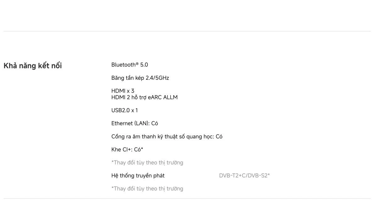 Tivi Xiaomi A Pro 55 Inch – 2026 Bản Quốc Tế – QLED 4K/60Hz – 2GB/8GB