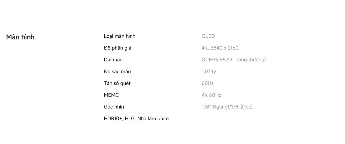 Tivi Xiaomi A Pro 65 Inch – 2026 Bản Quốc Tế – QLED 4K/60Hz – 2GB/8GB