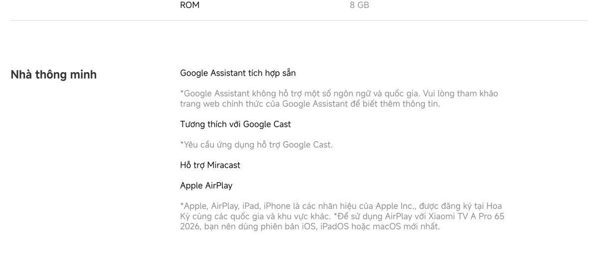 Tivi Xiaomi A Pro 65 Inch – 2026 Bản Quốc Tế – QLED 4K/60Hz – 2GB/8GB