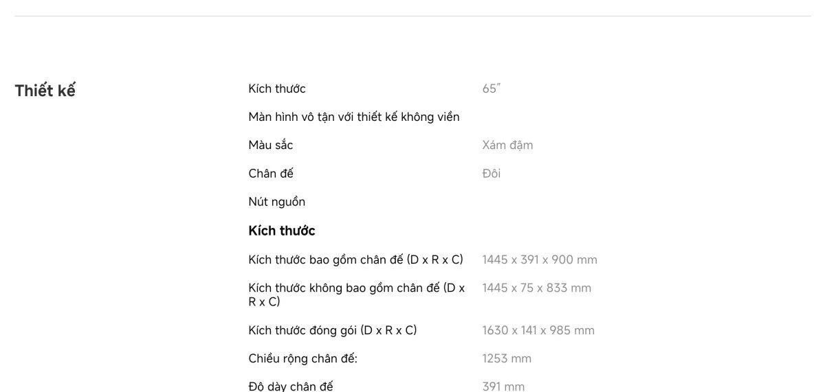 Tivi Xiaomi A Pro 65 Inch – 2026 Bản Quốc Tế – QLED 4K/60Hz – 2GB/8GB