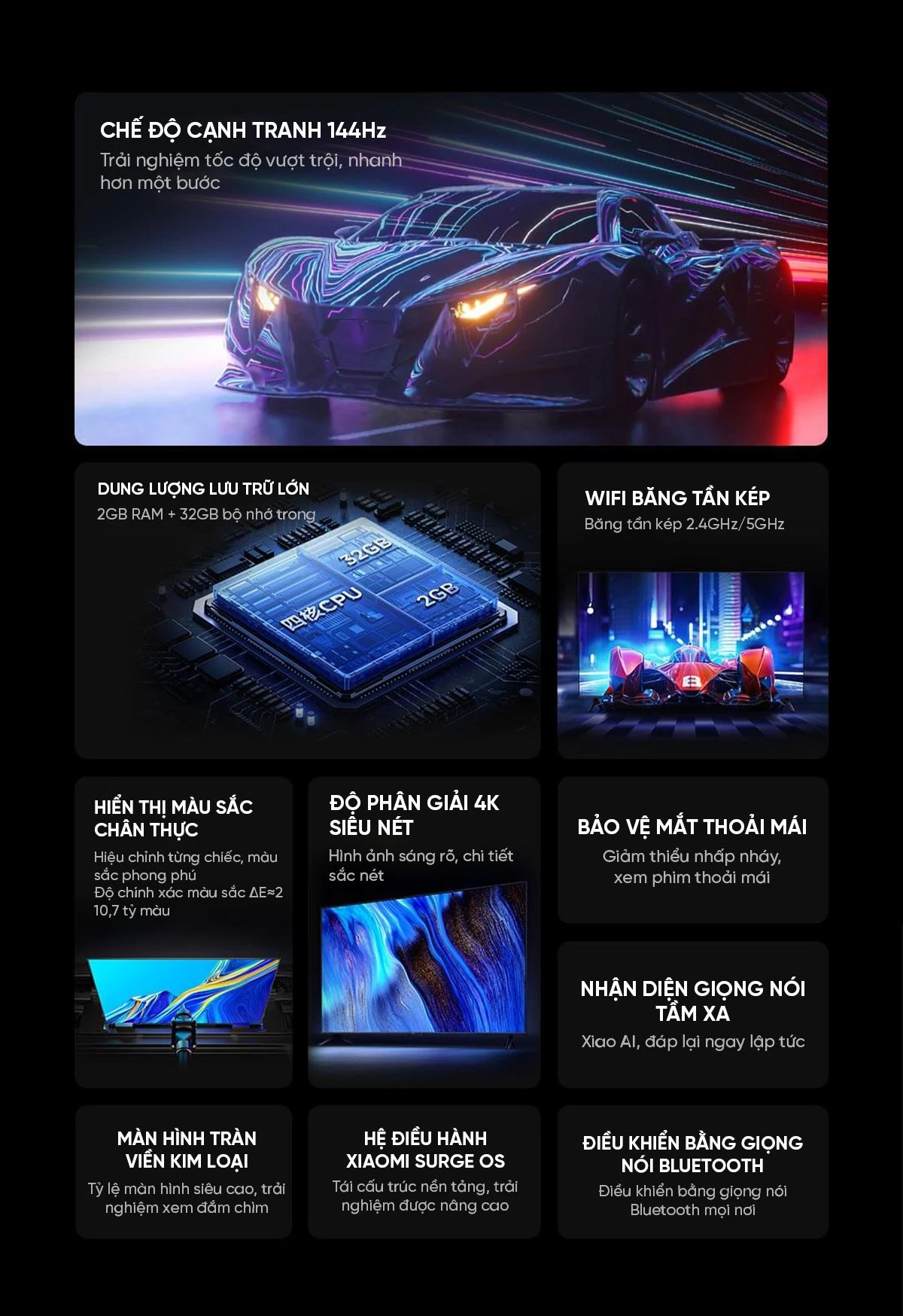 Tivi Xiaomi Redmi A75 2025 75 Inch 2/32GB 120Hz phiên bản tiết kiệm điện