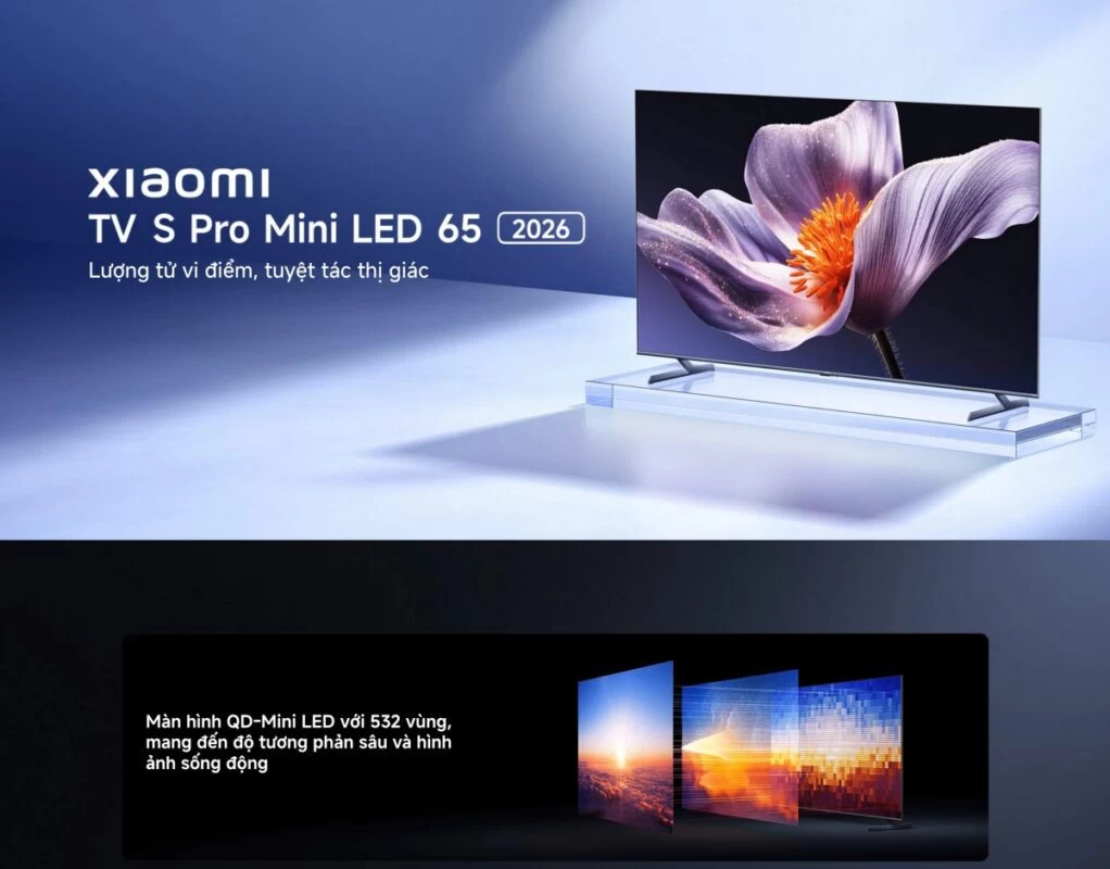 Tivi Xiaomi S Pro Mini LED 65 2026 – Bản Quốc Tế – 4K/144Hz – 3GB/32GB