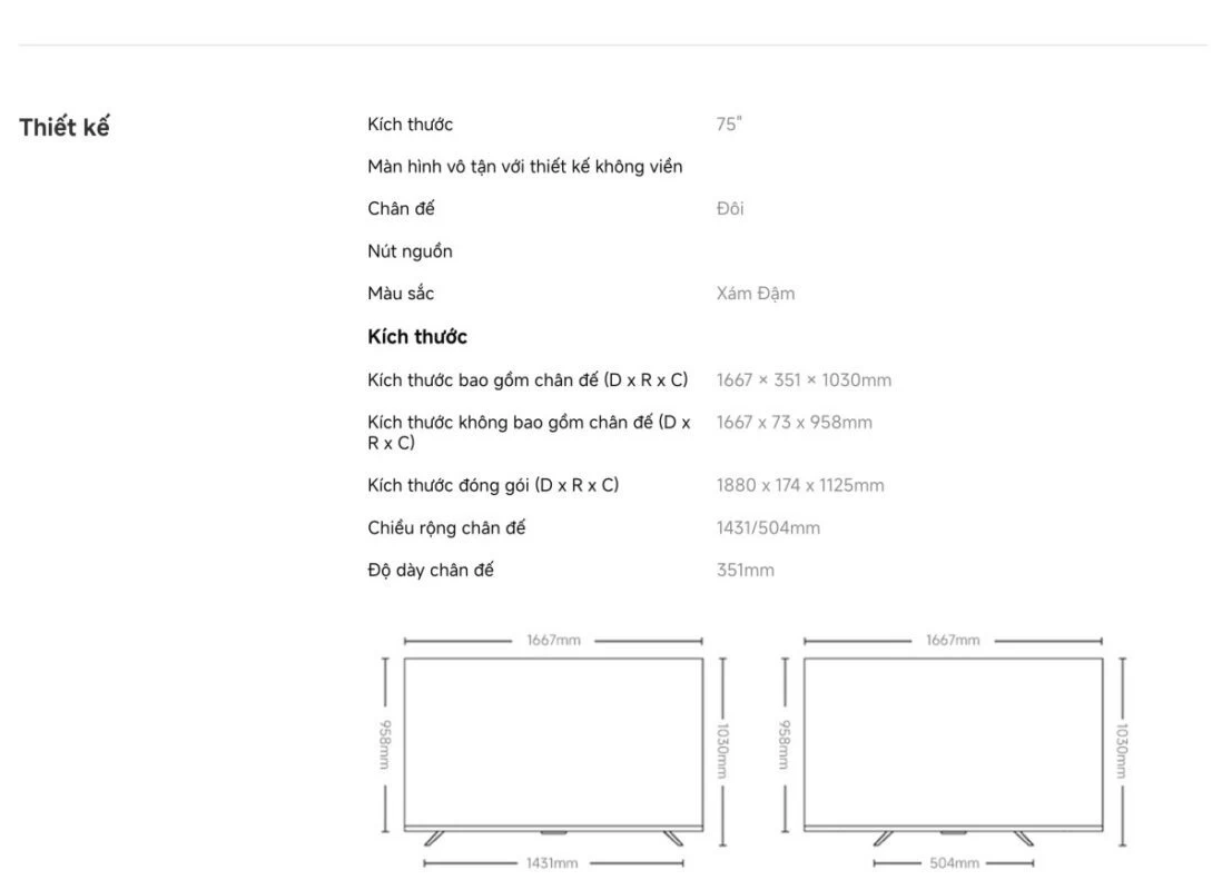 Tivi Xiaomi S Pro Mini LED 75 2026 – Bản Quốc Tế – 4K/144Hz – 3GB/32GB