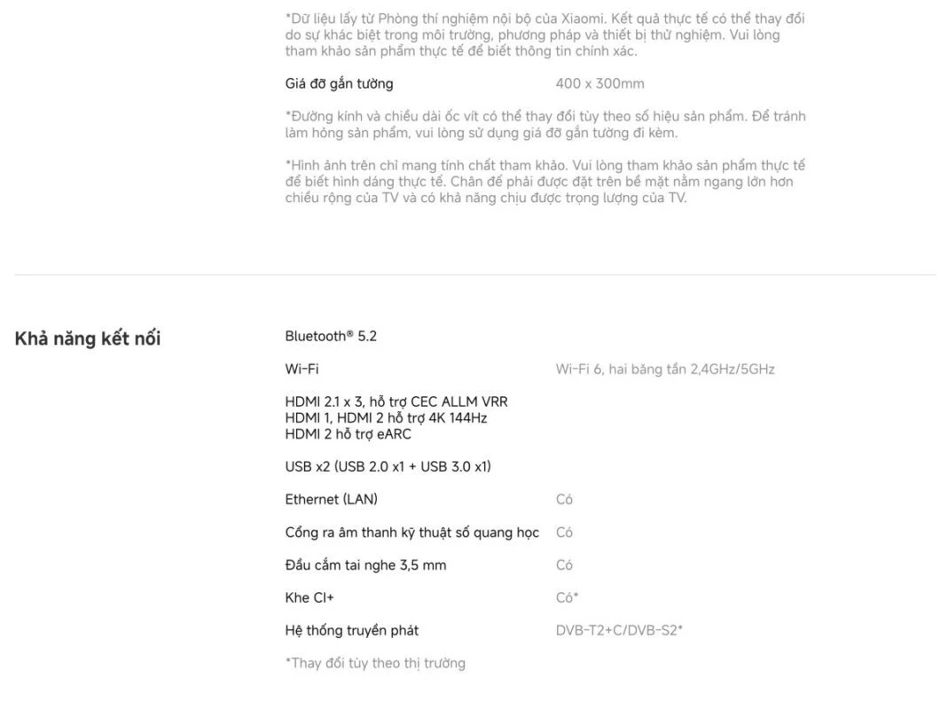 Tivi Xiaomi S Pro Mini LED 75 2026 – Bản Quốc Tế – 4K/144Hz – 3GB/32GB