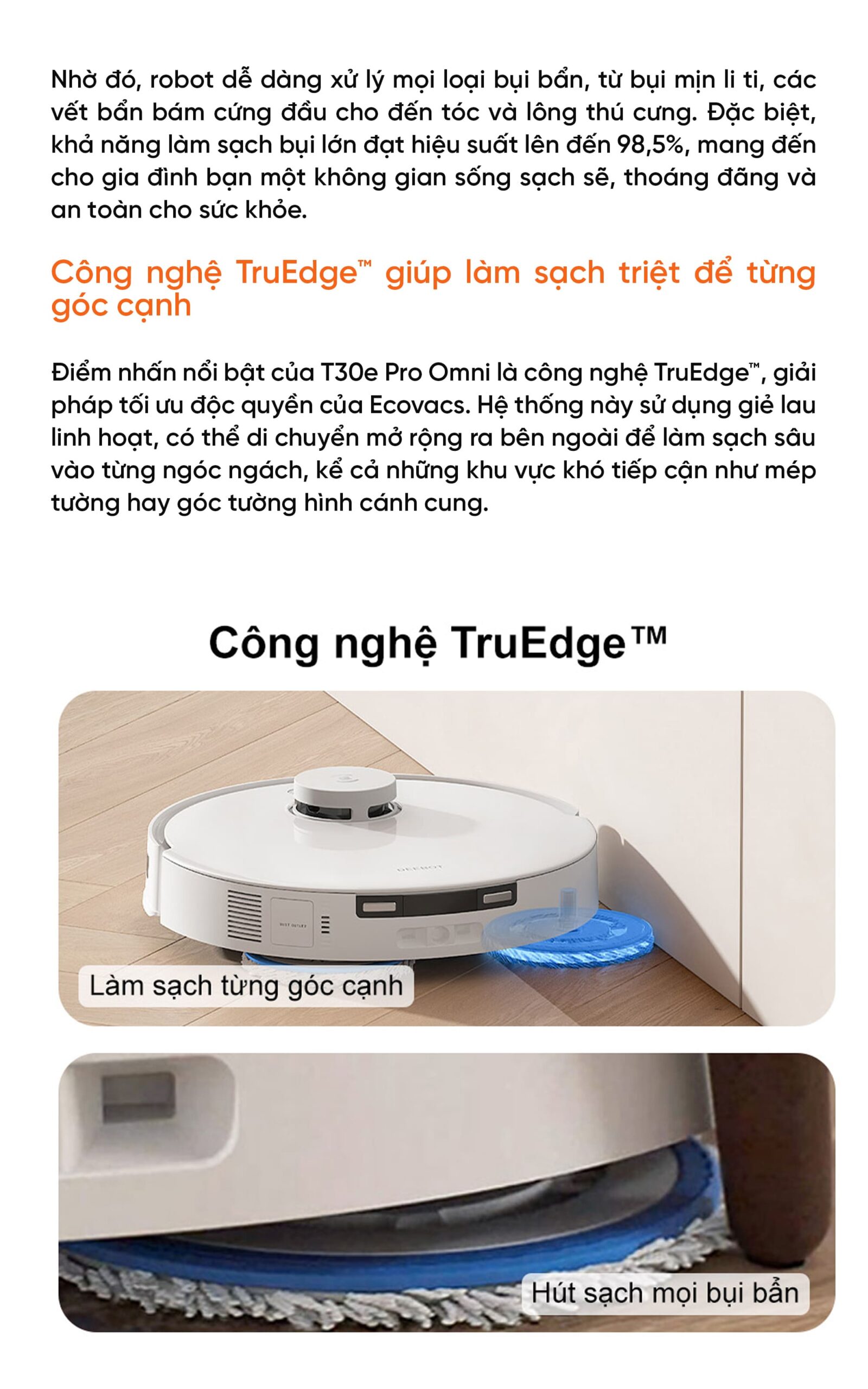 Robot hút bụi lau nhà Ecovacs Deebot T30e Pro Omni – Bản Quốc Tế