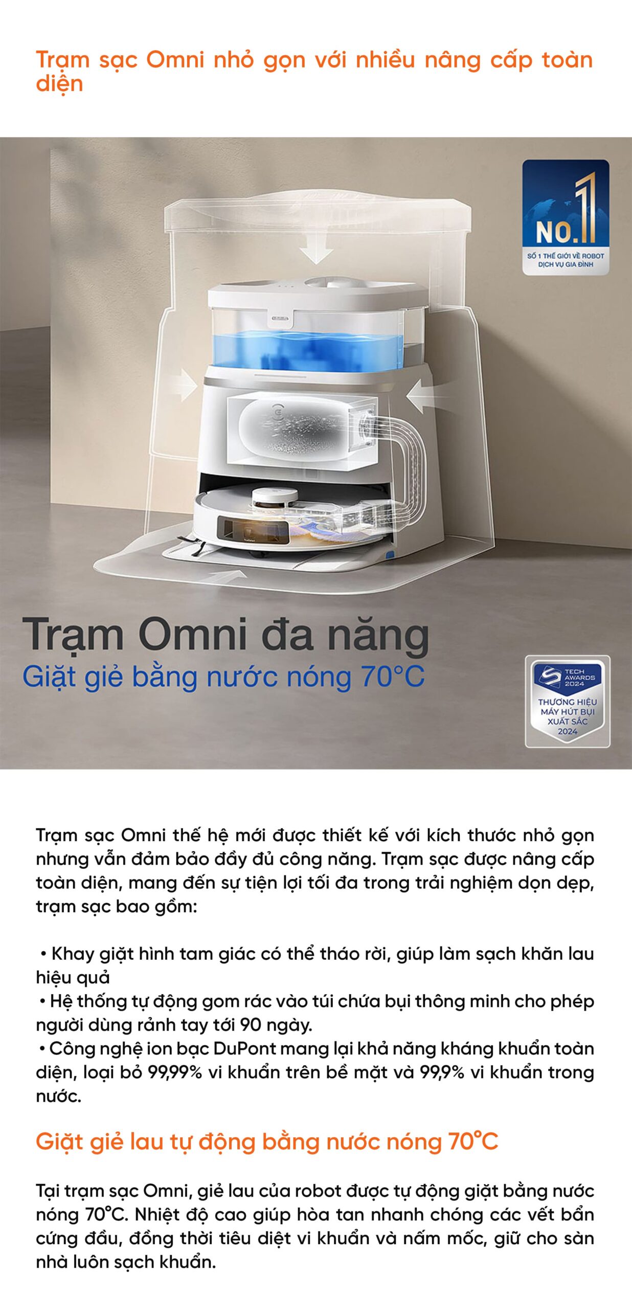 Robot hút bụi lau nhà Ecovacs Deebot T30e Pro Omni – Bản Quốc Tế
