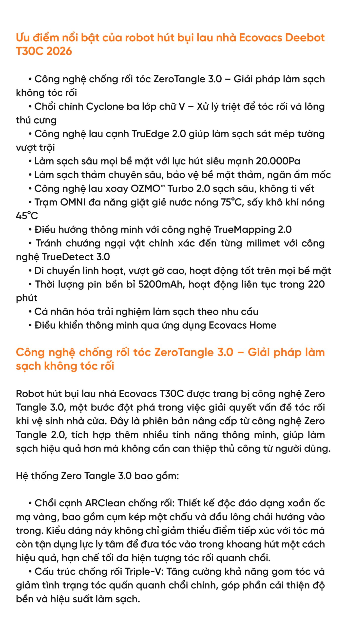 Robot hút bụi lau nhà Ecovacs Deebot T30C 2026