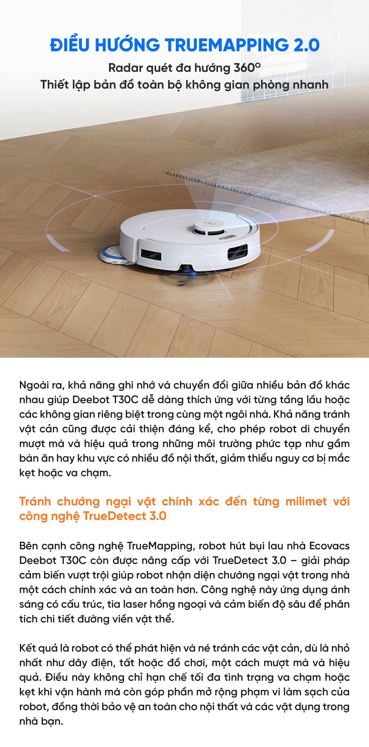 Robot hút bụi lau nhà Ecovacs Deebot T30C 2026