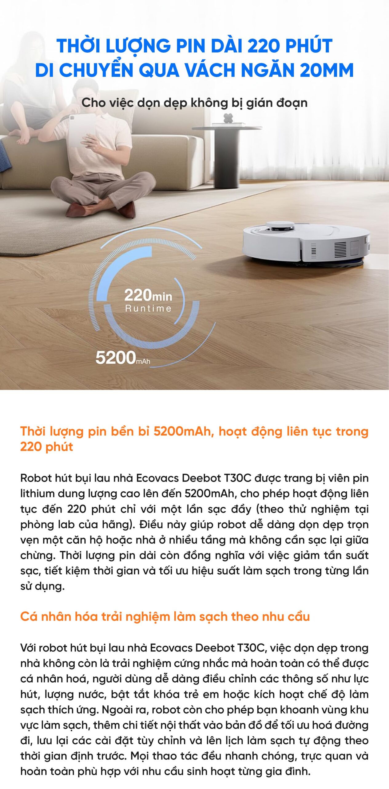 Robot hút bụi lau nhà Ecovacs Deebot T30C 2026