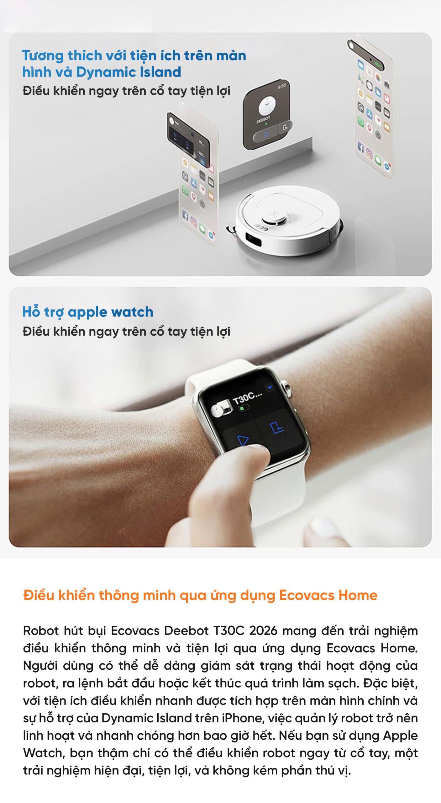 Robot hút bụi lau nhà Ecovacs Deebot T30C 2026