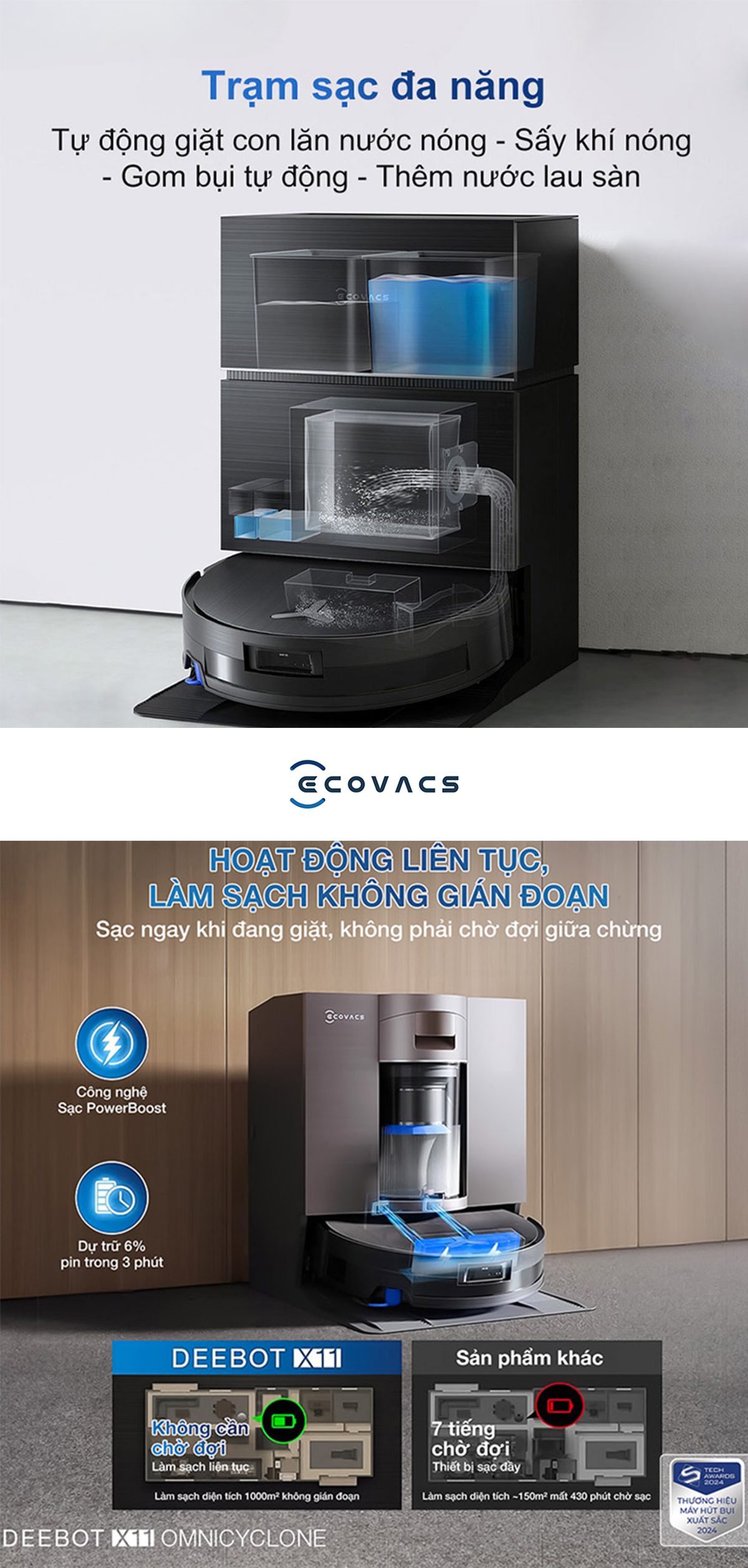 Ecovacs Deebot X11 OmniCyclone Robot hút bụi lau nhà – Bản Quốc Tế【Nhắn tin giảm giá thêm】