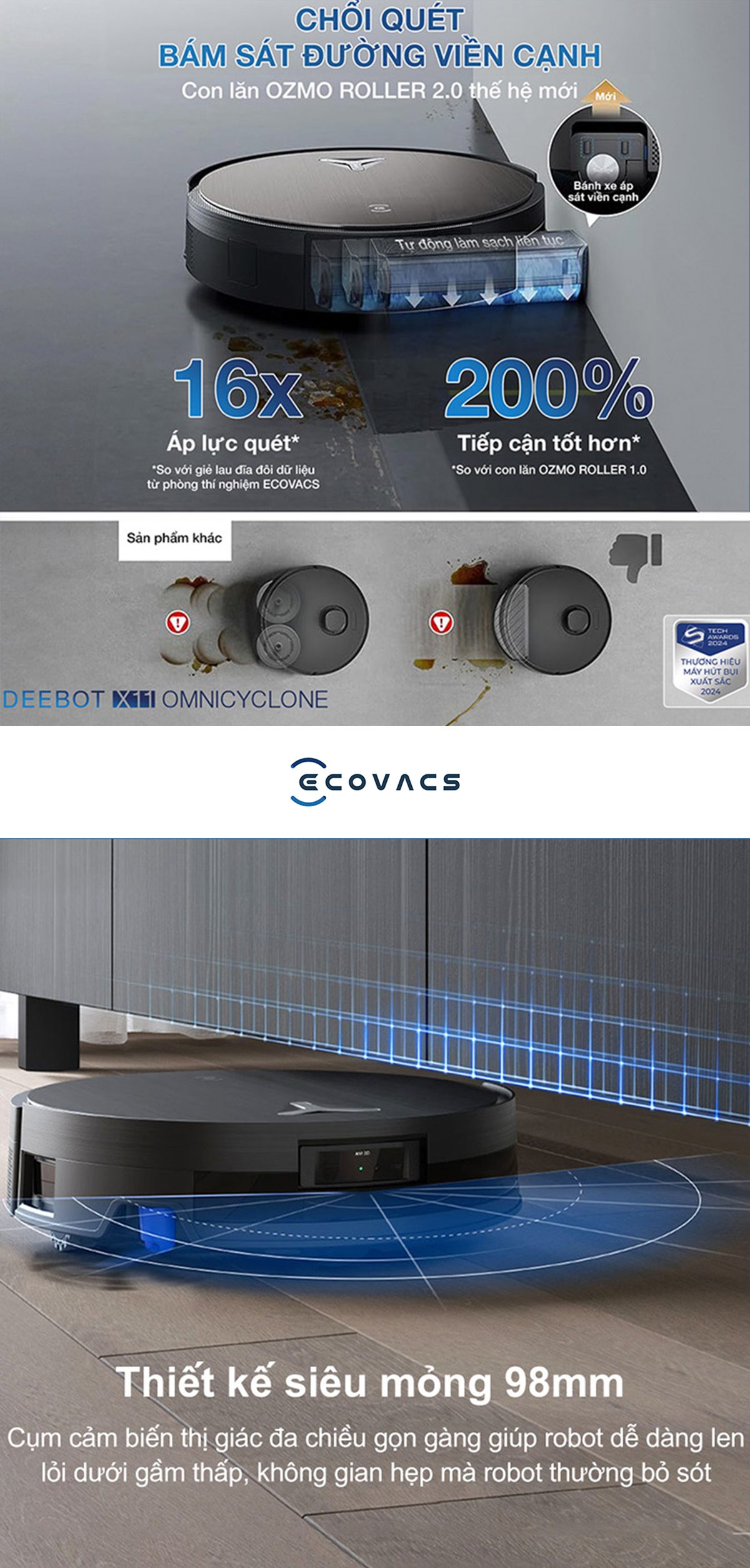 Ecovacs Deebot X11 OmniCyclone Robot hút bụi lau nhà – Bản Quốc Tế【Nhắn tin giảm giá thêm】