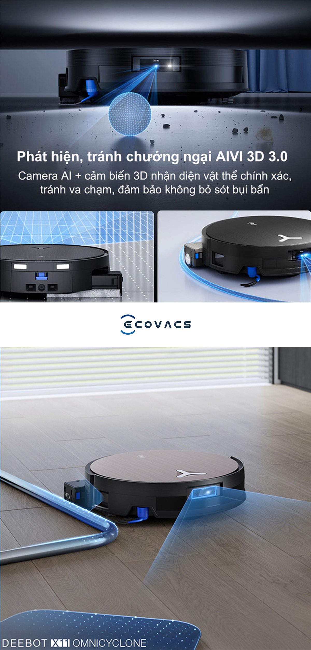 Ecovacs Deebot X11 OmniCyclone Robot hút bụi lau nhà – Bản Quốc Tế【Nhắn tin giảm giá thêm】