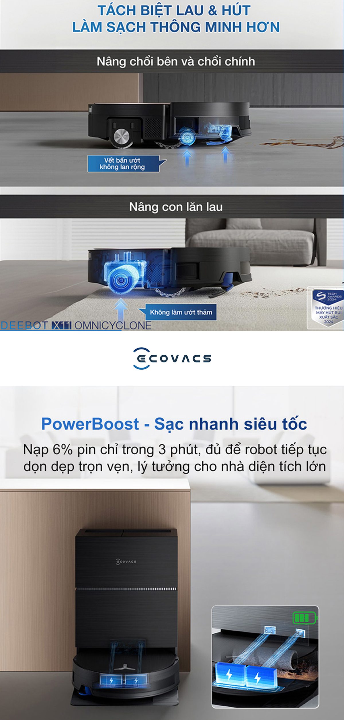 Ecovacs Deebot X11 OmniCyclone Robot hút bụi lau nhà – Bản Quốc Tế【Nhắn tin giảm giá thêm】